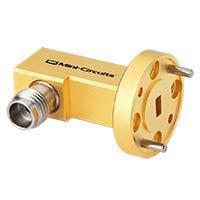 Mini-Circuits WR15-185R+ ຕົວແປ RF - ລະຫວ່າງຊຸດ 1.85 mm-ຍິງ ເຖິງ WR15 UG385/U Flange Waveguide Coax Adapter ມຸມຂວາ 50 - 70 GHz