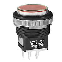 NKK Switches LB15WKW01-5C05-JC ປຸ່ມກົດສະຫນອງ ON(ON)BLK PNL SL 5V ແສງ LED ແດງ ຝາ CLR/RED
