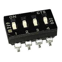 CTS Electronic Components 219-4MS ສະຫນັບ DIP 4 ຕໍ່. ຄວາມສູງກາງ ການປິດທ້າຍລຸ່ມ