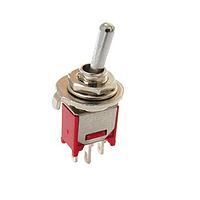 E-Switch 200MDP1T4B2VS2RE ສະຫນັບສະຫນູນ Toggle TOGGLE, 0.4VA 20VAC/VDC, DPDT On-On, ຜ່ານຮູ PC Pin