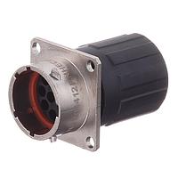 Amphenol SINE Systems RT001412PNHEC03R Connectors Receptacle, Square Flange, 12 Position, Male, Shell Size 14, Silicone Seal, and End Cap with Reduced Diameter Individual Wire Sealing, Range 14 - 24AWG