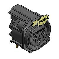 Amphenol Audio AC3FAH2-AU-PRE ຕົວເຊື່ອມຕໍ່ 3 ໂພນ XLR ຜູ້ຍິງ ຕິດຕັ້ງບ້ານ A ປະເພດ ຕິດຕໍ່ທອງ ສີດຳ ຕັ້ງຢູ່ພາຍໃນ PCB ທົງແກ້ວ