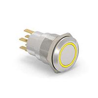 Alcoswitch - TE Connectivity 7-2213764-0 ປຸ່ມກົດສະຫນອງ AV19 DPL 0.4VA FIX RING LED ເຫຼືອງ 12V