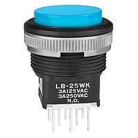 NKK Switches LB25WKW01-GJ ປຸ່ມກົດສະຫນອງ ON(ON) ຕົວຮ່າງສີດໍາ ປ່ອງກັນນ້ຳແລະຝົນ ຝາສີຟ້າ/ແຈ້ງ
