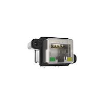 Amphenol Commercial Products MRJR9381MC ຕູ້ຕໍ່ແບບ Modular / ຕູ້ຕໍ່ Ethernet Harsh RJ45 Cat6A, IP67, ມຸມຂວາ, ມີໄຟ LED, ການດັບເກັບແບບ Metric