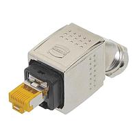 HARTING 09352250403 ຕິດຕໍ່ຂ້າງສາຍ Modular Han PushPull RJ45 Cat6, ເຫຼັ້ມເຫຼັ້ມ, IDC, (ເຂົ້າສູ່ດ້ານບວກມຸມ) - ສໍາລັບສາຍ 6.5-9.5mm