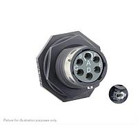 Eaton Souriau-Sunbank UTGX710D6S32 ຮັບກະແຈ Jam nut receptacle & hold down clips, ບໍ່ມີ backshell, ມີ 6 ຕິດຕໍ່ PCB ຍິງ, IP68/69K ໃນສະພາບບໍ່ໄດ້ຕ້ອງການ