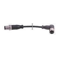 HARTING 2134B084491020 ເສັ້ນສາຍອາເຄັດເຊັນເຊີ / ເສັ້ນສາຍອາຄຕູເເຕ້ M12 A-code ສາຍສອງທາງທີ່ມີການປົກຄຸມດ້ວຍວັດຖຸທີ່ຫຼາຍ, 4pin, ປະຕິບັດຊາຍຕົວຜູ້ຊາຍໄປຫາຕົວຜູ້ຍິງມີມຸມ, ສີດຳ, ມີ LED, 2.0m