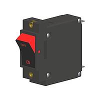 Carling Technologies AC1-B0-34-615-1G1-C ຮິດຣອລິກ-ແມເກນຕິກ 1-ໂພນ, ສີສອງສີ ຮູບໂຄ້ງ Visi-Rocker, ຕັ້ງຕົວຕັດແຜ່ນວົງຈອນ 15 ແອມ, ເຕີມຕົວກັບ Push-On 0.250 Tab (Q.C.) terminals, UL 1077 ຮັບຮອງ CSA Accepted