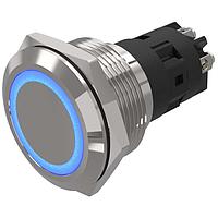 EAO 82-6152.2124 Anti-Vandal 82-6152.2124.Illuminated pushbutton.maintained.22 mm.stainless steel.flush/flat.ring.blue.24 V.screw terminal