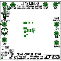 Analog Devices DC1316A ຕົວຄວບຄຸມແຮງດັນສະຫວ່າງ - ຕົວຄວບຄຸມສະຫວ່າງ LT1913EDD - 36V, 3.5A, 2.4MHz ລະດັບລົດ