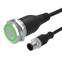 EAO 82-665A.1134 ປຸ່ມກົດສະແດງແສງຕ້ານການທຳລາຍ.ປຸ່ມກົດຊົ່ວຄາວ.22mm.ເຫຼັ້ມເຫຼືອງ SUS 316L.ພື້ນຜິວແບບລົງລຽບ/ແບບແກ້ວ.ແສງສະແດງຮູບແຈ້ງ Tritan.ສີຂຽວ 24VDC.Ag.ສາຍສັ້ນ 200mm ມີຕູ້ກ່ອງ M12