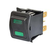 OTTO K2ABHPCABD ສະຫງວນສະຫງວນ Rocker ປິດ 16A 28VDC, ໄຟ LED ສີຂຽວ DPST ON-NONE-OFF QC