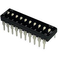 CTS Electronic Components 210-10MSF ສະຫນັບ DIP ຜ່ານຮູ, DIP SWITCH ກະທົບທາງທາງທາງທາງ, 10-ຂາ, ຕົວກະທົບກາງ, ການປິດທ້າຍ, ປະກອບໃນທູບ