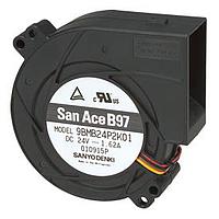 Sanyo Denki 9BMB24F2D01 ພັກລະບົບ DC Blower, 97x33mm, 24VDC, ປະສິດຕິພາບສູງ, ຕິດຕາມມະນຸດ Locked Rotor Sensor