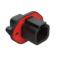 Amphenol SINE Systems ATP04-4P-PM07G 4-ທາງ 4 ພິນ Rcpt ສະກຣູ Pnl Mnt ມີ Gasket ສີດຳ