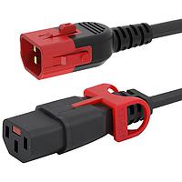Schaffner IL13PS-C14-DUAL-LOCK-UC-3100-150 ສາຍພະລັງ AC Cords C14 IEC LOCK+ DUAL LOCKING CONNECTOR, 3x1.00 mm sq., 1.5 m, ສີດຳ