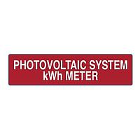 HellermannTyton 596-00743 ປ້າຍແສງອາທິດ Solar Label, PHOTOVOLTAIC SYSTEM kWh METER, 4.0" x 1.0", VL, ແດງ, 10/pkg