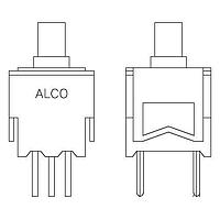 P&B APA2RGPC04 ປຸ່ມກົດສະຫນອງ DPDT 0.120" ສີດຳ T/H PB SWITCH