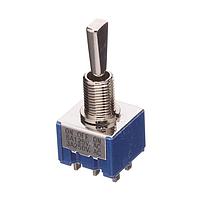 Nidec Components 8C2021-Z ສະຫນັບສະຫນູນສູງ ສະຫນັບສະຫນູນຂະໜາດນ້ອຍ Toggle Switch DPDT, ON-OFF-ON, 11.4mm flatted toggle, 1/4"-40 threaded bushing, solder lug terminals, 6A @ 125V AC