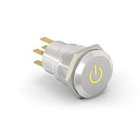 Alcoswitch - TE Connectivity 7-2213766-2 ປຸ່ມກົດສະຫນອງ AV19 DPL 0.4VA ໄຟ LED ເຫຼືອງ 24V