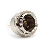 Io Audio Technologies IO-TXLR4-M-PV ຕົວເຊື່ອມ XLR 4-Pin Tiny XLR Chassis Connector ມີກະແຈມີຮູ Slotted Round Nut, ຕິດຕັ້ງຢູ່ໃນແຜ່ນວົງຈອນຕັ້ງຕົວແຂກ, ຜູ້ຊາຍ