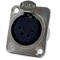 Io Audio Technologies IO-XLR4-F-JL ຕົວເຊື່ອມຕໍ່ 4-Pin XLR Chassis Connector, ຜູ້ຍິງ, ກອງນິເຄວ/ຕິດຕໍ່ເງິນ, ຖ້ວມບົດບາດ