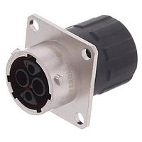 Amphenol SINE Systems RT00122SNHEC ຕົວເຊື່ອມຕໍ່ປະກອບ, ຂອງຮູບສີ່ແຫ່ງ, 3 ຕຳແໜ່ງ, ຜູ້ຍິງ, ຂະໜາດເປັນ 12, ແລະຝາປິດທ້າຍມີການປິດສາຍແບບເປົ່າເປົາ