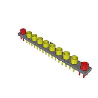 Samtec GRF1-J-P-08-E-ST-TH1-E ຕົວເຊື່ອມຕໍ່ຫຼາຍພອດ 5.00 mm 50 Ohm ປຸ່ມ RF ຂະໜາດນ້ອຍຫຼາຍຕົວ, ການປະກອບສາຍສັນ