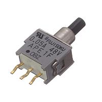 Nidec Components APE1F-2M-10-Z ສະບຸມິນິເຈີ SPDT, ON-(ON), ປຸ່ມກົດ, ກະແຈນລອດ, ເທີມິນລີ PC ແບບຕົວໂດຍກົງ, 50mA @ 60V AC/DC