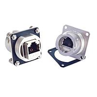 Amphenol CONEC 17-150214 ຕູ້ຮັບ Modular RJ45 CAT.6A JCK RCPT W/FLNG NCKL PLT