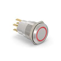 Alcoswitch - TE Connectivity 4-2213764-8 ປຸ່ມກົດສະຫນອງ Pushbutton Switches AV19 DPM 0.4VA FIX RING LED ແດງ 24V