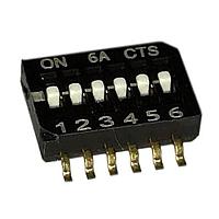 CTS Electronic Components 218-6LPSR ສະວິດ DIP ຕິດຢູ່ພື້ນຜິວ, ທອງ, DIP SWITCH ຄວາມຫຼາຍຄວາມຫຼາຍການຫຼາຍຄວາມຫຼາຍ, 6-ຂາ, ຕົວກະທົບຮູບແບບຕ່ຳ, ການປິດການດ້ານລຸ່ມ, ມືດ