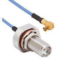 Amphenol SV Microwave FRSMPM-047-FBSMA-060 ສາຍສະບັບ RF SMPM R/A F SMA BKHD F 6" Cable