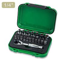 TOPTUL GABW3001 1/4 ນິ້ວ DR. Mini Ratchet Socket &amp; Bit Set (30pcs)