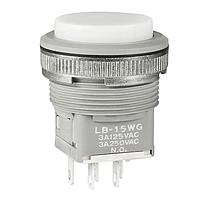 NKK Switches LB15WGW01-BJ ປຸ່ມກົດສະລອງ SPDT ON-(ON) WHT Ag PNL SEAL GRY HOUSING