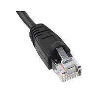 Amphenol Commercial Products RJE1Y32915644401 ສາຍສັ້ນ Cat 6a RJ-RJ Ethernet, CAT6A, ສາຍກົງຮອບ ບາບສຸດ 30AWG, ສີດໍາ, ປົກຄຸມດ້ວຍການອອກແບບຫນາ, ມີການປ້ອງກັນສັນຍານ, ຄວາມຍາວ = 3 ຟຸດ