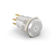 Alcoswitch - TE Connectivity 4-2213766-4 ປຸ່ມກົດສະຫນອງ AV19 DPM 0.4VA ໄຟ LED ພະລັງງານ ຂາວ 24V