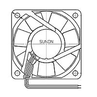 Sunon PMD2406PKBX-A.(2).GN ພັງລົມ Axial Axial, 60x60x20mm, 24VDC, 30.5CFM, 0.35"H2O, Ball, Wire, Auto Restart