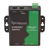 Brainboxes SW-005 ອຸປະກອນສະຫນັບສະຫນູນ Ethernet ບໍ່ມີການຈັດການ ອຸດສາຫະກຳແບບເບື້ອງຕົ້ນ 5 ພອດ 10/100 Ethernet Switch