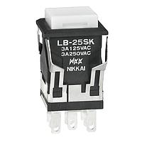 NKK Switches LB25SKW01-B ປຸ່ມກົດສະຫນອງ DPDT ON(ON) ຮູບສີ່ແກ້ວ ຕົວເຄື່ອງສີດຳ ຝາສີຂາວ