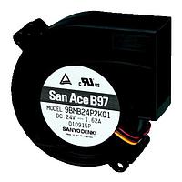 Sanyo Denki 9BMC24P2G001 ພູມລົມ DC Blower, 97x33mm, 24VDC, 65.3CFM, 74.4W, 69dBA, 8200RPM, Performance, Tach/PWM