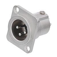 Amphenol Audio AC3MDZ BULK ຕົວເຊື່ອມຕໍ່ 3 ໂພນ XLR ຜູ້ຊາຍ ຕິດຕັ້ງຢູ່ບ່ອນຕິດຕັ້ງ D Type ຕິດຕໍ່ປາກກາງ ສີນິເຄວລ