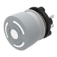 EAO 84-6230.0020 Emergency Stop Switches Stop switch, 22.3 mm, 32 mm, mushroom-head, non illuminative, Grey, Plastic, opaque, round, 1 NC / 1 NO, Maintained, Plug-interminal, 2.8 x 0.5 mm, IP65, according to DIN EN 60529, Twist to unlock, none