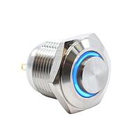 E-Switch PV6H240SS-3H1 ຕ້ານການທຳລາຍ Anti-vandal, SPST, ປິດ-(ເປີດ), ຕິດຕູ້, ດ້ານໜ້າ, ເງິນ, LED, ແດງ/ນ້ຳເງິນ, IP65