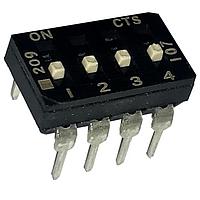 CTS Electronic Components 209-4MSFD ສະວິດ DIP ຜ່ານຮູ, ສະວິດ DIP ທອງ, 4-ຂາ, ຕົວກະທົບລະດັບກາງ, ການປິດດ້ານລຸ່ມ, ຮູບແບບຂາສົງເສີດ, ບ່ອງຫຸ້ມໃນທູບ