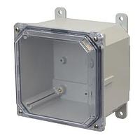Hammond Manufacturing PCJ664CC ຝາສະແກຣວ Polycarb 6X6X4 ຖືກຍົກອອກ ສີທົດສະນີ ມີຂາ