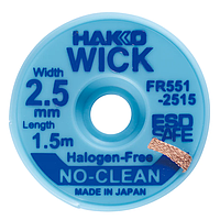 HAKKO FR551-2515-E ບໍ່ມີຕະໄຄ່ດູດສານທີ່ບໍ່ມີຮາໂລເຈນທີ່ສະອາດ (2.5mm x 1.5m)