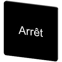 SIEMENS 3SU19000AE160GB0 ປ້າຍປະກັບ, Arret INSCR. LABEL, ສີດຳ 27 X 27MM, ARRET