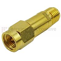 Fairview SA3R-06 6 dB Fixed Attenuator SMA Male To SMA Reverse Polarity Female Up To 3 GHz Rated To 2 Watts With Brass Nickel Body